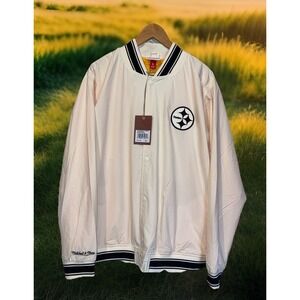 Mitchell & Ness Jacket Men L‎ Ivory Pittsburgh Steelers Windbreaker Logo NFL